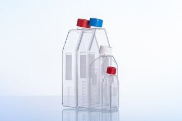 greiner BIO-ONE 660960 Hücre Kültürü Şişesi, 550 ml, 175 cm², PS, ADVANCED TC,  Mavi Standart Vida Kapaklı, Şeffaf, Düz Şişe Tasarımı, Steril 50 Adet / Paket