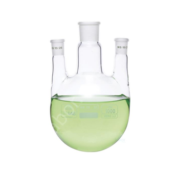 ISOLAB Balon - Dibi Yuvarlak - 3 Boyunlu - Paralel Yan Boyun - Merkez Boyun : NS 29/32 - Yan Boyun(Lar) : NS 14/23 - 500 ml