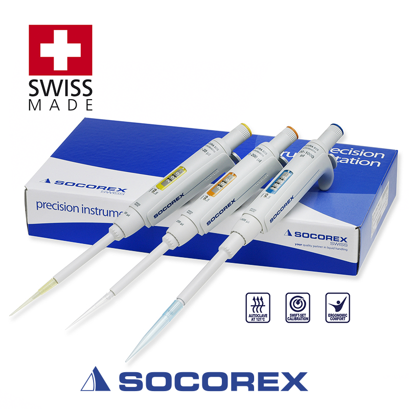 SOCOREX Acura® manual 825 Trio O Ayarlanabilir Otomatik Pipet Seti  (0.5 - 10 µL) + (10- 100 µL) + (100 - 1000 µL)