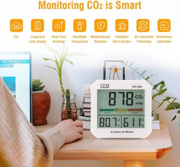 CEM DT-326 CO2 ve Hava Kalitesi Ölçer CO2: 0... 5000 ppm / Sıcaklık: -10… 50 °C / Nem: 0... 100%RH