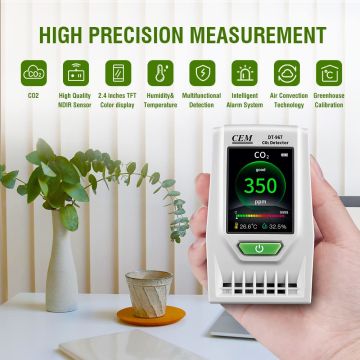 CEM DT-967 CO2 ve Hava Kalitesi Ölçer CO2: 0... 9999 ppm / Sıcaklık: -10… 60 °C / Nem: 0... 100%RH