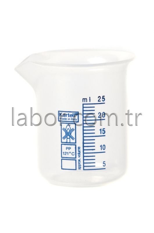 Kartell 25 ml Plastik Beher Mavi Baskılı