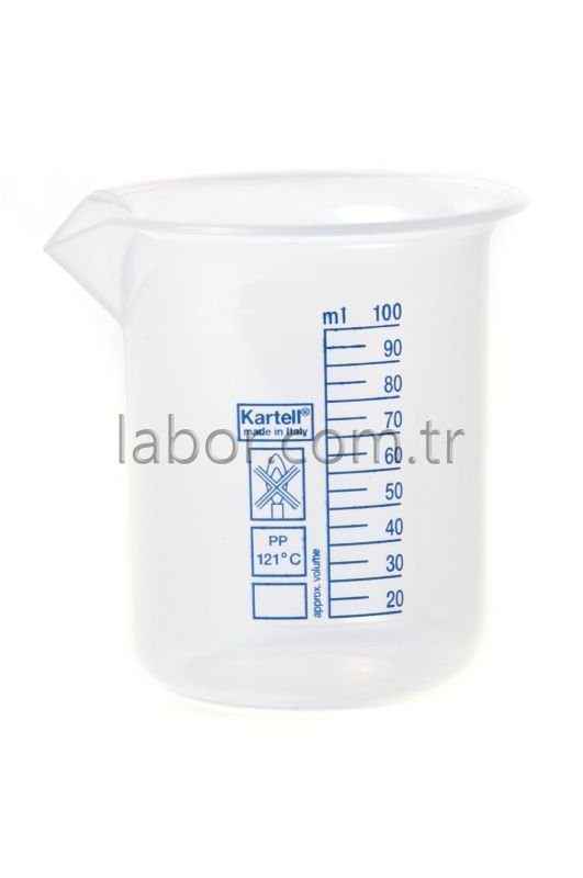 Kartell 100 ml Plastik Beher Mavi Baskılı