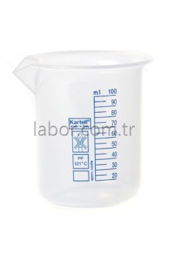 Kartell 100 ml Plastik Beher Mavi Baskılı