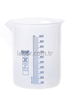 Kartell 1000 ml Plastik Beher Mavi Baskılı