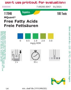 Merck 117046 Mquant™ | Kızartma Yağlarında Serbest Yağ Asitleri Tayin Kağıdı | 100 Test