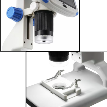 Levenhuk Rainbow DM500 LCD Dijital Mikroskop Uzaktan kumandalıdır. Büyütme: 7–200 (dijital), 7–50 (optik)