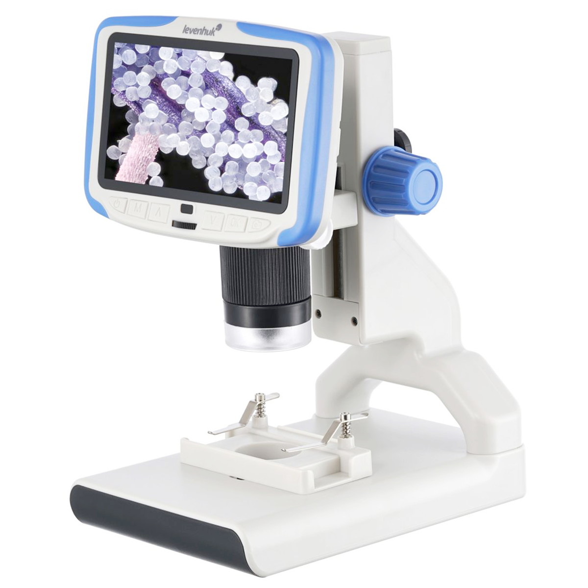 Levenhuk Rainbow DM500 LCD Dijital Mikroskop Uzaktan kumandalıdır. Büyütme: 7–200 (dijital), 7–50 (optik)