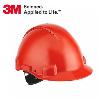 3M™ G3000NUV-RD Madenci Bareti, Uvicator, Mandallı, Havalandırmalı, Plastik Ter Bantlı, (Kırmızı Renkli)