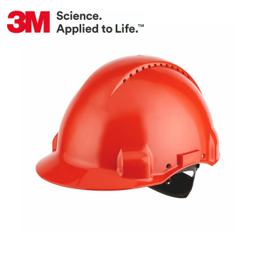 3M™ G3000NUV-RD Madenci Bareti, Uvicator, Mandallı, Havalandırmalı, Plastik Ter Bantlı, (Kırmızı Renkli)
