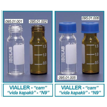 ISOLAB Vial - Vida Kapak - N9 - 1,5 ml - 11,6 x 32 mm - Amber / 100 Adet