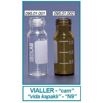 ISOLAB Vial - Vida Kapak - N9 - 1,5 ml - 11,6 x 32 mm - Amber / 100 Adet