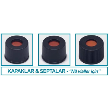 ISOLAB Kapak + Septa - N8 - Silikon/PTFE - Yarıklı