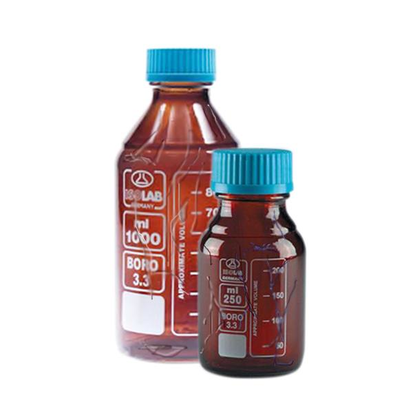 ISOLAB Şişe - Borosilikat Cam - Amber - Vidalı Kapaklı - 1000 ml - Yüzey Kaplı