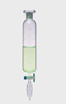 ISOLAB Damlatma Hunisi - Cam - Silindirik - Dereceli - PTFE Musluklu - D: NS 29/32, E: 29/32 - 250 mL