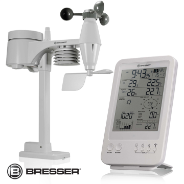 BRESSER 5'i 1 Arada Hava İstasyonu - Çoklu Sensörlü - Radyo Kontrollü - Alarm Özelliği - (Beyaz)