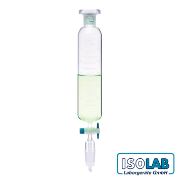 ISOLAB Damlatma Hunisi - Cam - Silindirik - Dereceli - PTFE Musluklu - D: NS 29/32, E: 29/32 - 1000 mL
