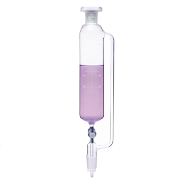 ISOLAB Damlatma Hunisi - Cam - Silindirik - Basınç Borulu - Dereceli - PTFE Musluklu - 500 mL