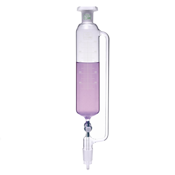 ISOLAB Damlatma Hunisi - Cam - Silindirik - Basınç Borulu - Dereceli - PTFE Musluklu - 500 mL