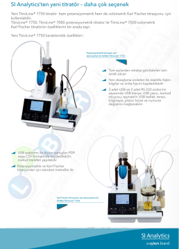 SI Analytics Titratör TitroLine® 7750 Potansiyometri ve KF Temel Ünite