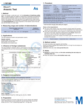 Merck  117927 Arsenic Test  Arsenik Testi Kolorimetrik 0.005 - 0.010 - 0.025 - 0.05 - 0.10 - 0.25 - 0.50 Mg/L Mquant™