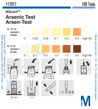 Merck  117917  Arsenik Testi Kolorimetrik  0.02 - 0.05 - 0.1 - 0.2 - 0.5 Mg/L De 0.1 - 0.5 - 1.0 - 1.7 - 3.0 Mg/L  Mquant™