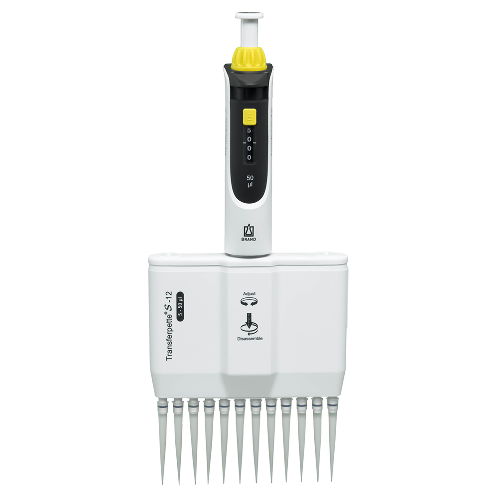 BRAND 705926 Transferpette® S-12  5-50 µL 12 Kanallı Ayarlanabilir Hacimli Otomatik Pipet