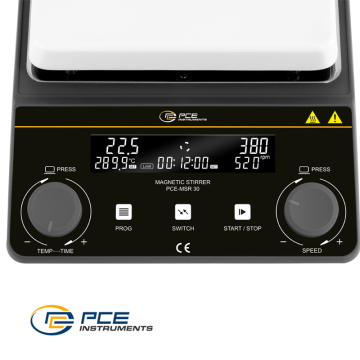 PCE MSR 30 Isıtıcılı Manyetik Karıştırıcı 100... 1.600 rpm / RT... + 300 °C / 5 L / 1 dk... 99 saat 59 dk / 155 x 155 mm