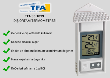 TFA 30.1039 Dijital Max./Min. Termometresi Dış Ortam İçin -20... 70 °C