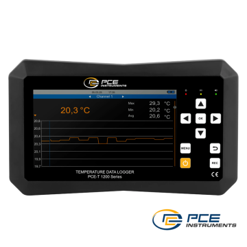 PCE T 1220 12 Kanallı Termometre Data Logger -200... + 1800 °C | 10.000.000 Veri Saklama, Desteklenen Termokupl Tipleri: K, J, S, R, E, T, N, B Yazılım Dahil