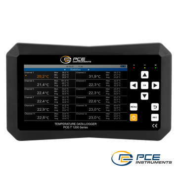 PCE T 1220 12 Kanallı Termometre Data Logger -200... + 1800 °C | 10.000.000 Veri Saklama, Desteklenen Termokupl Tipleri: K, J, S, R, E, T, N, B Yazılım Dahil