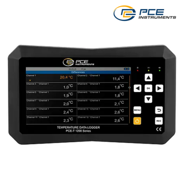 PCE T 1220 12 Kanallı Termometre Data Logger -200... + 1800 °C | 10.000.000 Veri Saklama, Desteklenen Termokupl Tipleri: K, J, S, R, E, T, N, B Yazılım Dahil