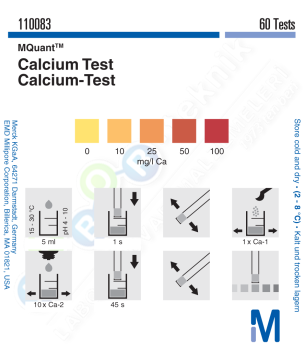 Merck 110083 Kalsiyum Testi Kolorimetrik 10 - 25 - 50 - 100 Mg/L Ca2+ Mquant™
