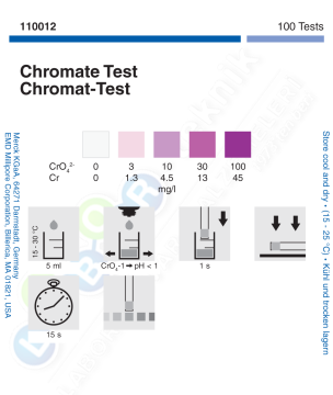Merck 110012 Kromat Testi Kolorimetrik   3 - 10 - 30 - 100 Mg/L Cro4 Mquant™