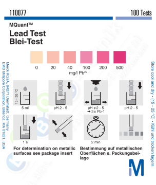 Merck 110077 Lead Kurşun Testi Kolorimetrik   20 - 40 - 100 - 200 - 500 Mg/L Pb Mquant™