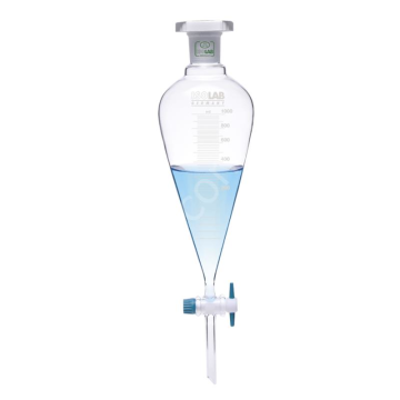 ISOLAB Ayırma Hunisi - Cam - Konik - Dereceli - PTFE Musluklu - NS 29/32 - 500 mL