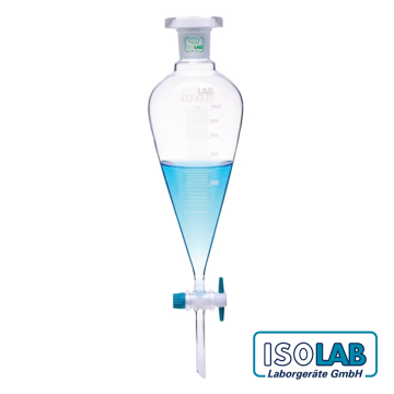 ISOLAB Ayırma Hunisi - Cam - Konik - Dereceli - PTFE Musluklu - NS 29/32 - 500 mL