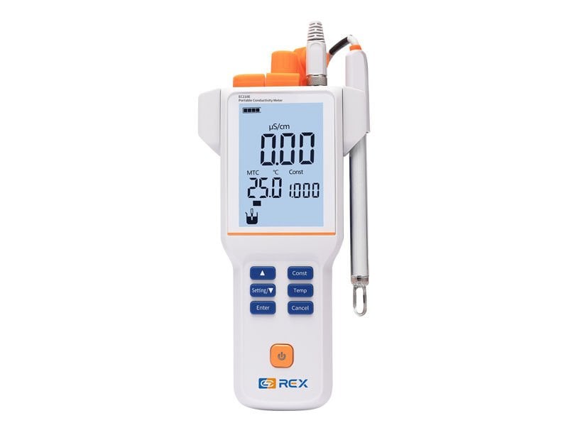 REX EC210E Portatif İletkenlik Ölçer 0.00 μS/cm... 200 mS/cm / -5... 110 ºC DJS-1VTC EC Elektrod ile
