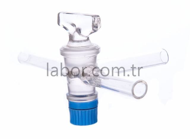 Borucam Üç Yollu T Tipi Musluk Cam NS 14/30