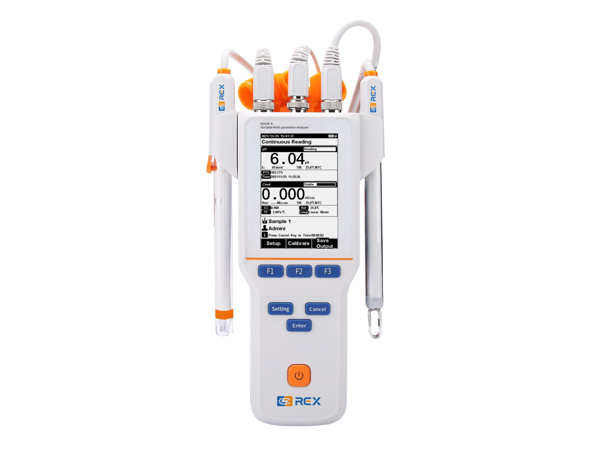 REX M310FA Portatif Multiparametre Ölçer pH/EC/ISE/Temp E-301-QC ph ve DJS-1VTC EC iletkenlik elektrodları ile birlikte