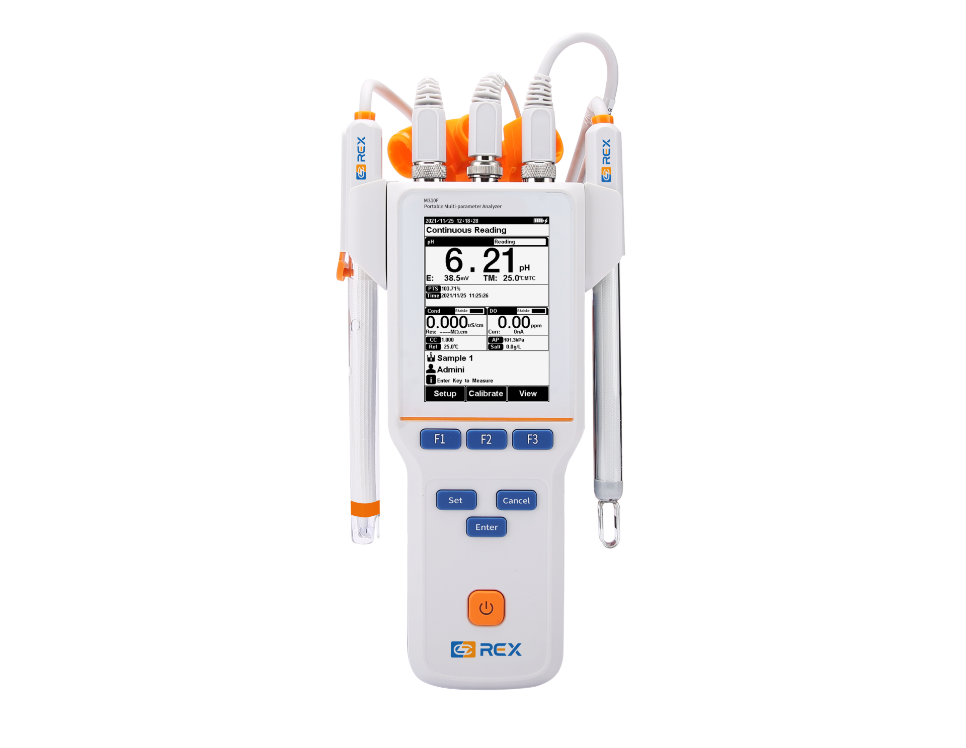 REX M310F Portatif Multiparametre Ölçer pH/EC/ISE/DO/Temp. E-301-QC ph , DJS-1VTC EC iletkenlik ve DO-958-Q polarographic DO elektrodları ile birlikte