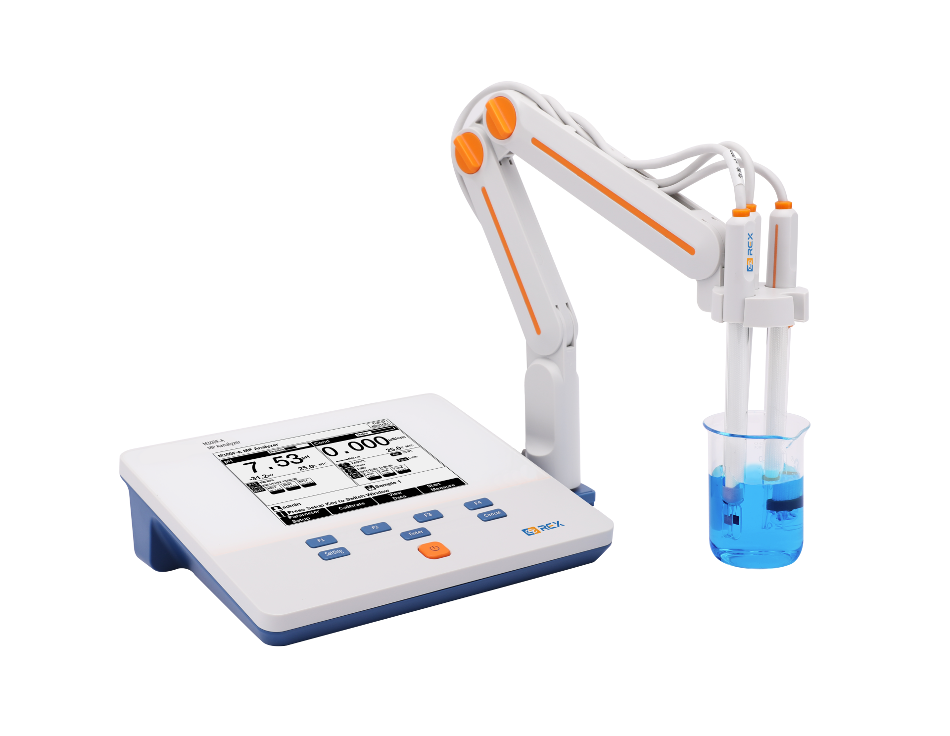 REX M300F Masaüstü Multiparametre pH/EC/ISE/DO/Sıcaklık E-301-QC pH, DJS-1VTC EC iletkenlik ve DO-958-Q Polarographic DO Elektrodları ile Birlikte
