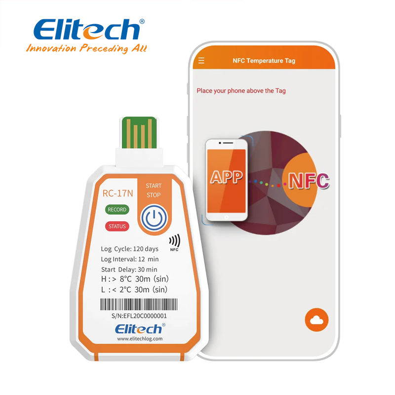 Elitech RC-17N USB/NFC PDF Tek Kullanımlık Veri Kaydedici -30 °C ~ 70 °C