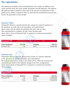 Merck 101596 Chemizorb® OH⁻ Dökülen Alkalinler için Absorbent ve Nötralizer