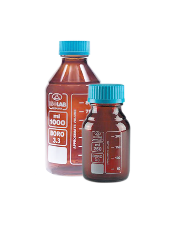 ISOLAB Şişe - Borosilikat Cam - Amber - Vidalı Kapaklı - 100 ml