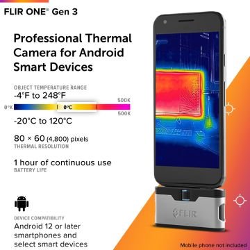 FLIR ONE® Gen 3 Termal kamera Android® (USB-C) Akıllı Telefonlar için Profesyonel Termal Kamera