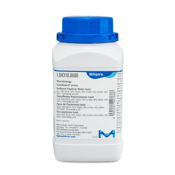 Sigma-Aldrich 104316 NutriSelect® prime Buffered Peptone Water halal acc. ISO 6579, ISO 6887, ISO 21528, ISO 22964, FDA-BAM and EP 500 gr
