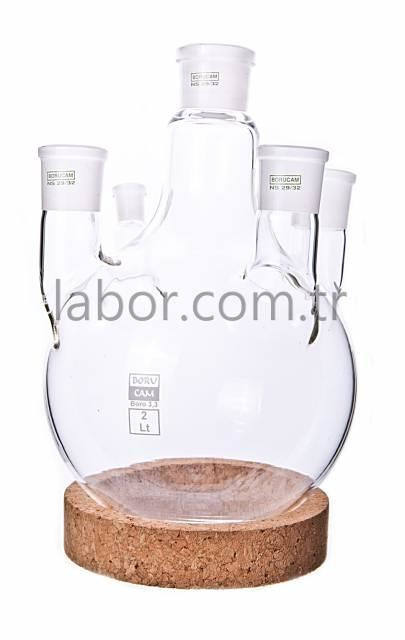 Borucam  Beş Boyunlu Dibi Yuvarlak Balon 2000 ml