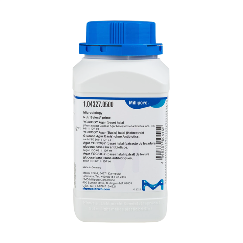 Sigma-Aldrich 104327 NutriSelect® prime YGC/OGY Agar (base) halal (Yeast extract Glucose Agar base) without antibiotics, acc. ISO 6611 I IDF 94 500 gr
