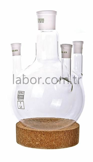 Borucam  Dört Boyunlu Dibi Yuvarlak Balon 4000 ml